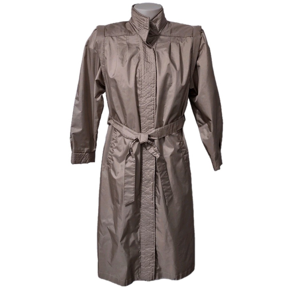 Vintage 80's Weather Wise By Micki! Trench Rain Coat Women's Sz 11/12 Belted Tan